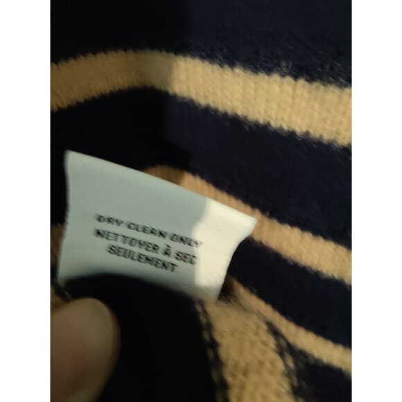 Magaschoni 100% Cashmere Mock Neck Striped Navy blue (SOLD) - Picture 7 of 7